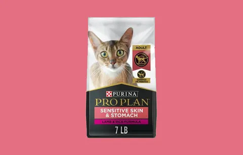 Purina Pro Plan Adult Sensitive Skin & Stomach Lamb & Rice dry cat food bag