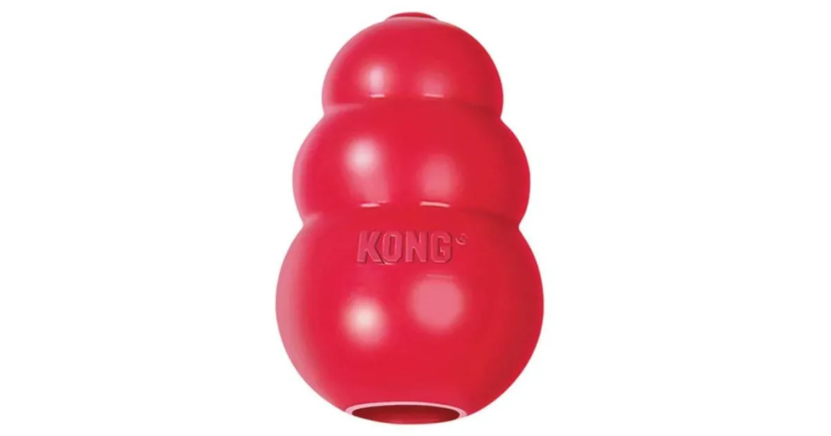 Red KONG Classic toy stuffed with treats for dogs