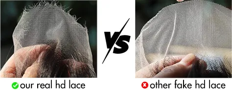 Serrated edge test proving authentic HD lace