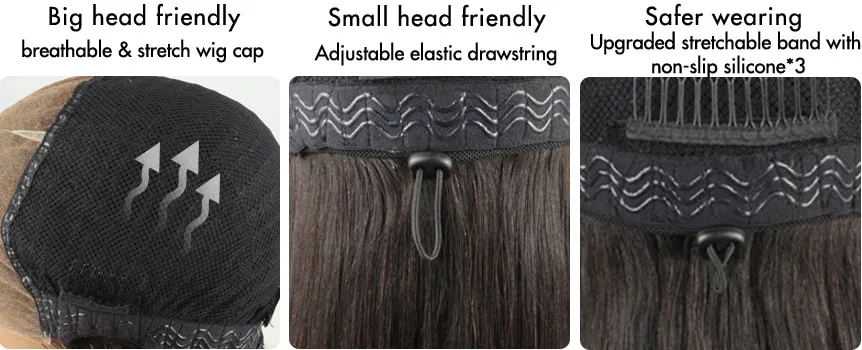 Silicone strips and elastic adjustments for secure fit