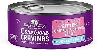 Stella & Chewy's Carnivore Cravings Purrfect Paté Chicken & Salmon in Broth Kitten Recipe for kittens