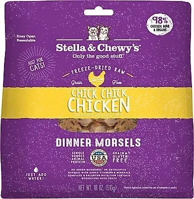 Stella & Chewy's Chick Chick Chicken Dinner Morsels in a measuring scoop