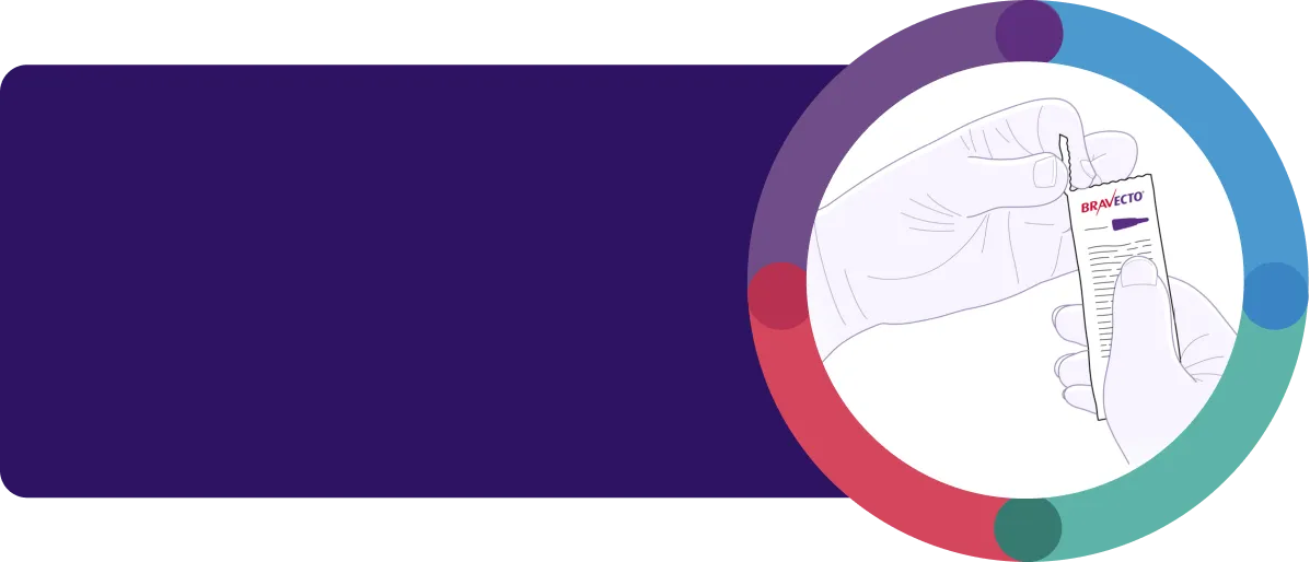 Step 1 of Bravecto Spot-On application: removing the tube from its child-safe packaging