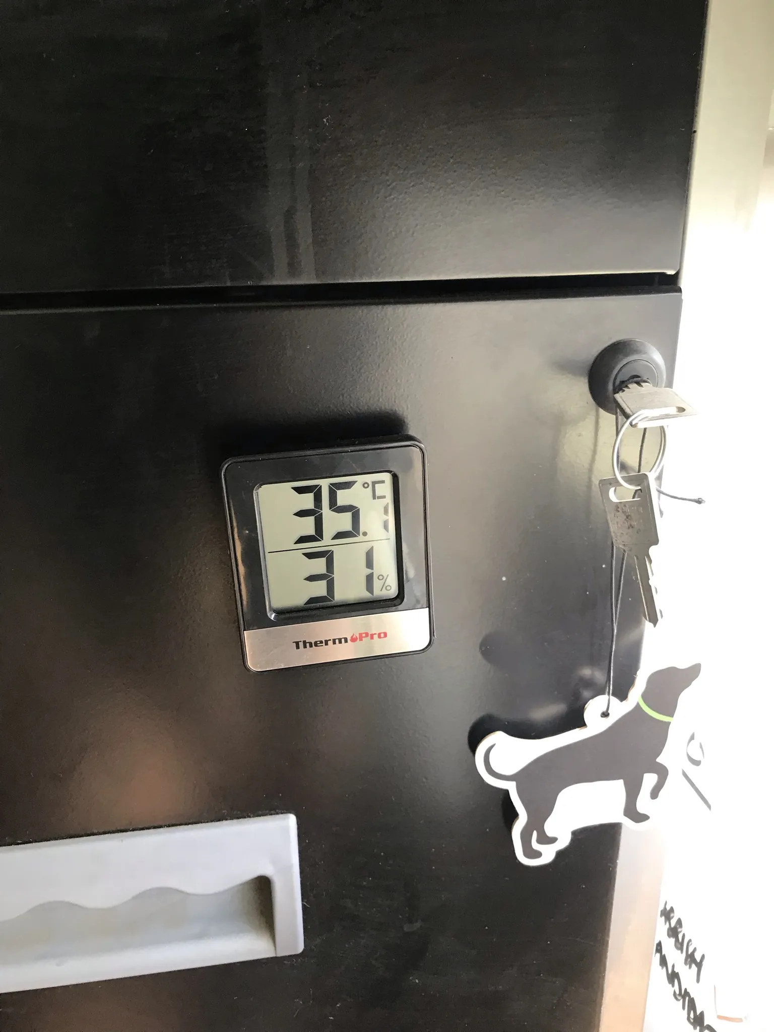 Temperature gauge showing 35 degrees Celsius inside the daycare facility