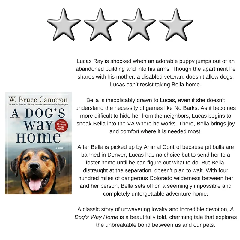 The compelling book cover for A Dog's Way Home by W. Bruce Cameron