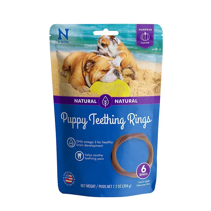 The N-Bone Puppy Teething Ring, an edible pumpkin-flavored treat for soothing sore gums