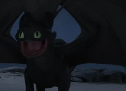 Toothless displaying playful puppy-like energy