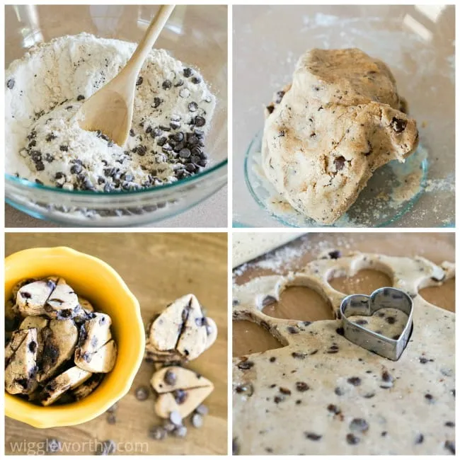 Visual guide collage demonstrating the step-by-step process of making carob chip dog treats