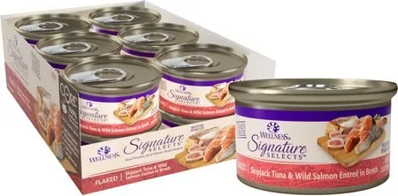 Wellness CORE Signature Selects Flaked Skipjack Tuna & Wild Salmon Entree in Broth Grain-Free Canned Cat Food