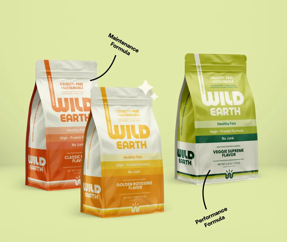 Wild Earth Vegan Dog Food Maintenance and Performance Formulas