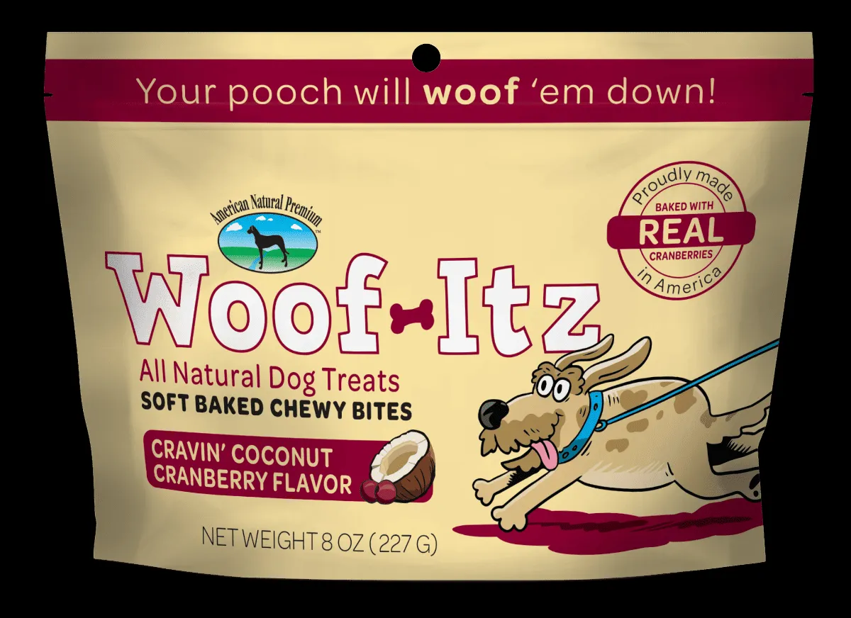 Woof-Itz Coconut Cranberry dog treats bag