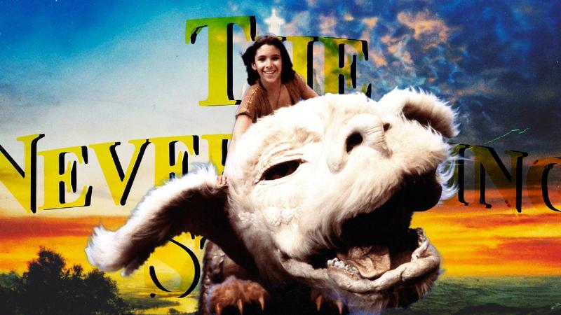 The Neverending Story characters Atreyu and his horse Artax stand together in the vast, beautiful Grassy Plains of Fantasia before their journey.