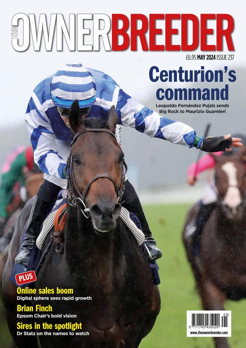 The racehorse Blue Rose Cen, with jockey Aurelien Lemaitre, pulling away from the field to win the prestigious Prix de Diane, showcasing the horse's power and the Christopher Head horse trainer's success.