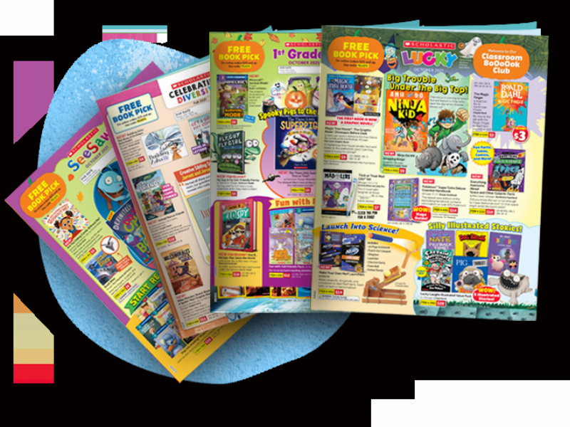 Children engaging with Dog Man books at a Scholastic event.