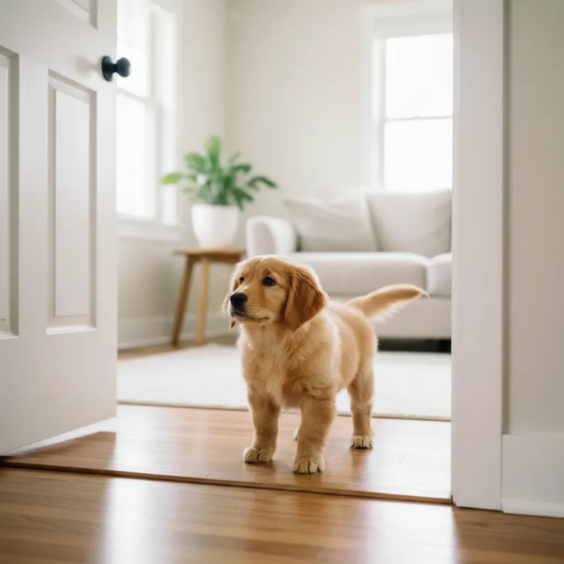 An owner observing their puppy sniffing the ground, a key part of dog house training tips