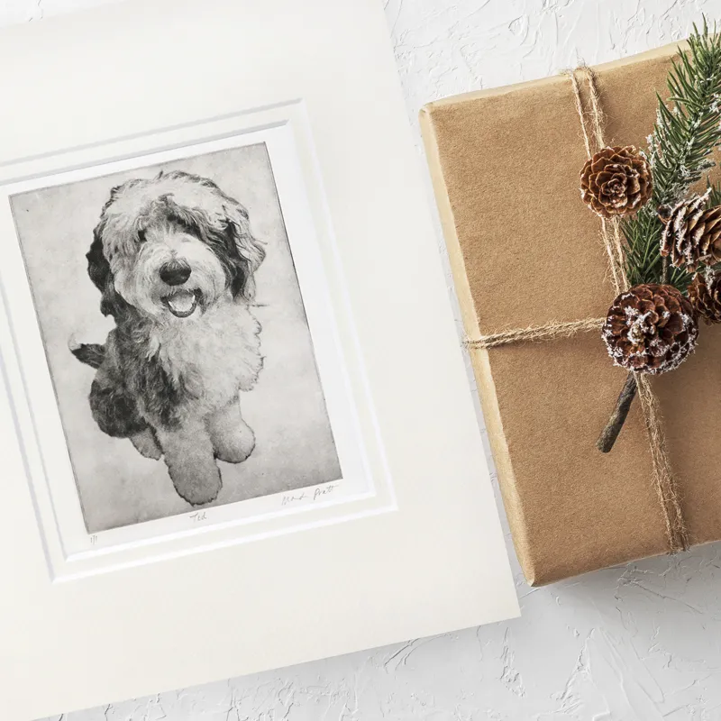 Fine Art Etching, ideas for dog lover gifts