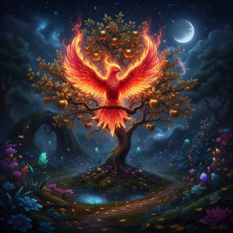 A glowing Firebird, a key element in The Little Humpbacked Horse story.