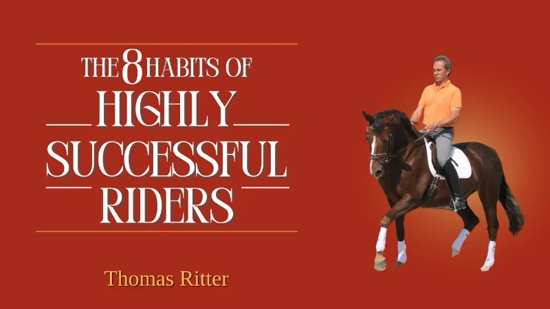 A rider on a horse for one of its first rides in an arena. Both horse and rider are relaxed, highlighting a successful training foundation.