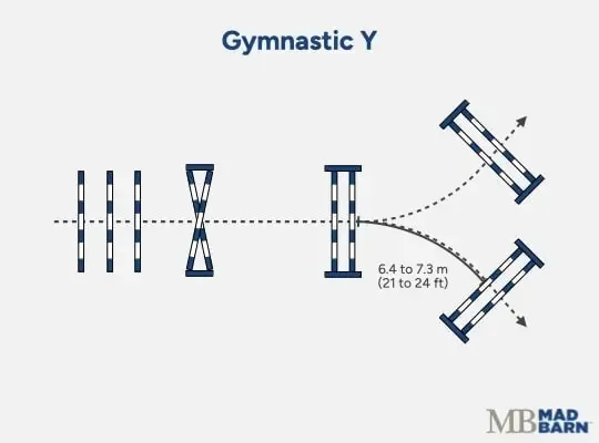 Illustration of a Y-shaped gymnastic exercise for horses