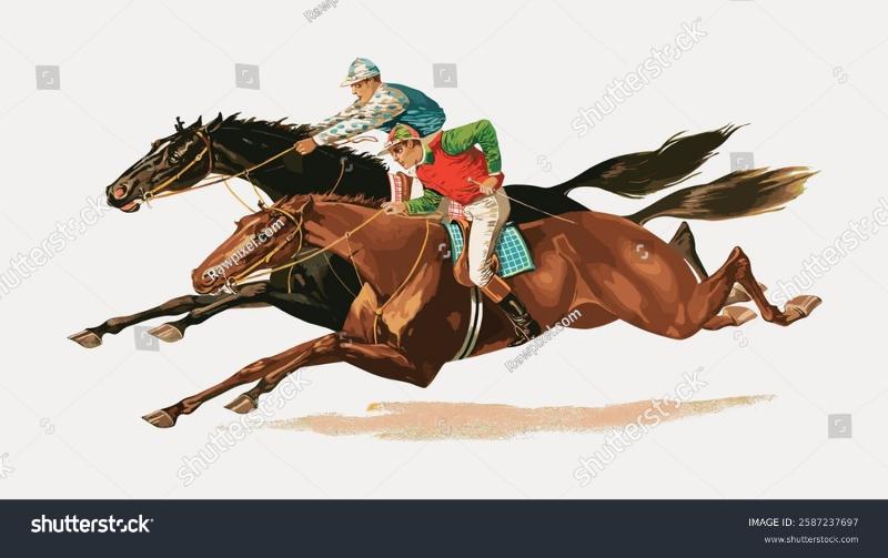 Close-up profile of a focused jockey wearing a modern horse racing helmet with bright blue and white silks.