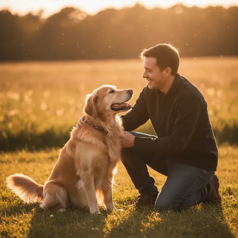 An illustrative image showing the concept of a strong, positive bond between a person and their dog, representing the core philosophy of Luke Rubenfeld dog trainer.