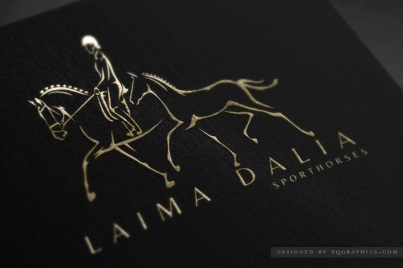 A minimalist and modern horse trainer logo featuring a clean line art horse head and sans-serif font.