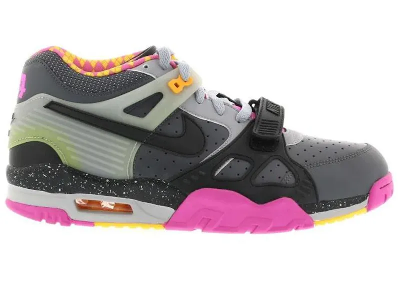 Nike Air Trainer 3 "Bo Knows Horse Racing" sneaker showcasing equestrian-inspired design details, colorways, and Bo Jackson branding.