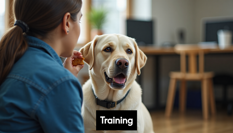 Owner training a service dog involves detailed steps from selection to advanced task training, requiring patience and expertise.