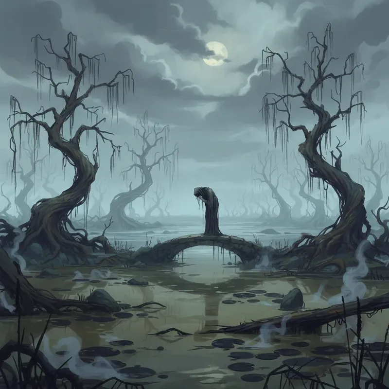 Symbolic representation of the Swamp of Sadness, where the horse from The Neverending Story meets his fate.
