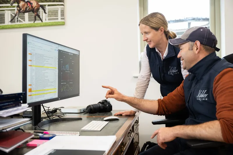 Esteemed horse trainer Tony Mullins observing his horses during a morning workout at his Kilkenny base.