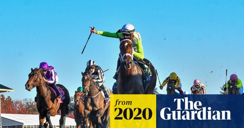 The racehorse Ubettabelieveit, trained by Nigel Tinkler horse trainer, at full stretch winning a major group race.