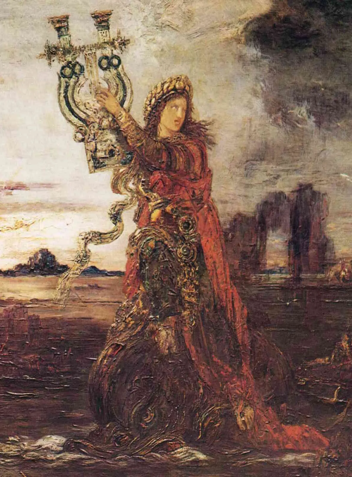 A wave with angry, dolphin-like eyes.