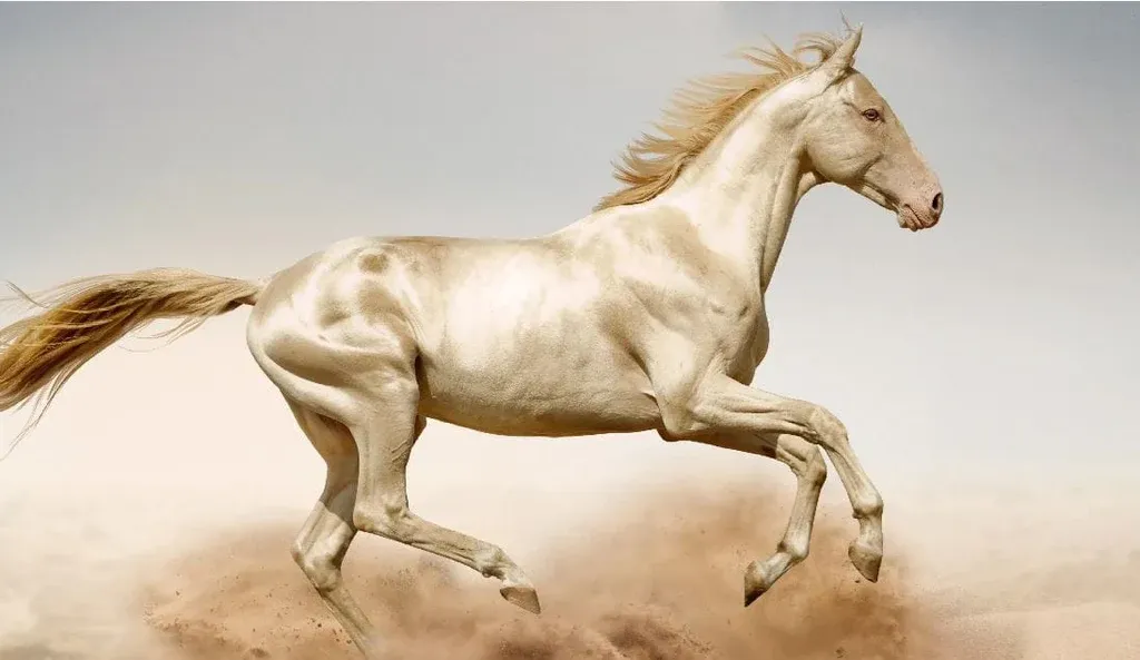 An Akhal-Teke horse with a metallic sheen to its coat.