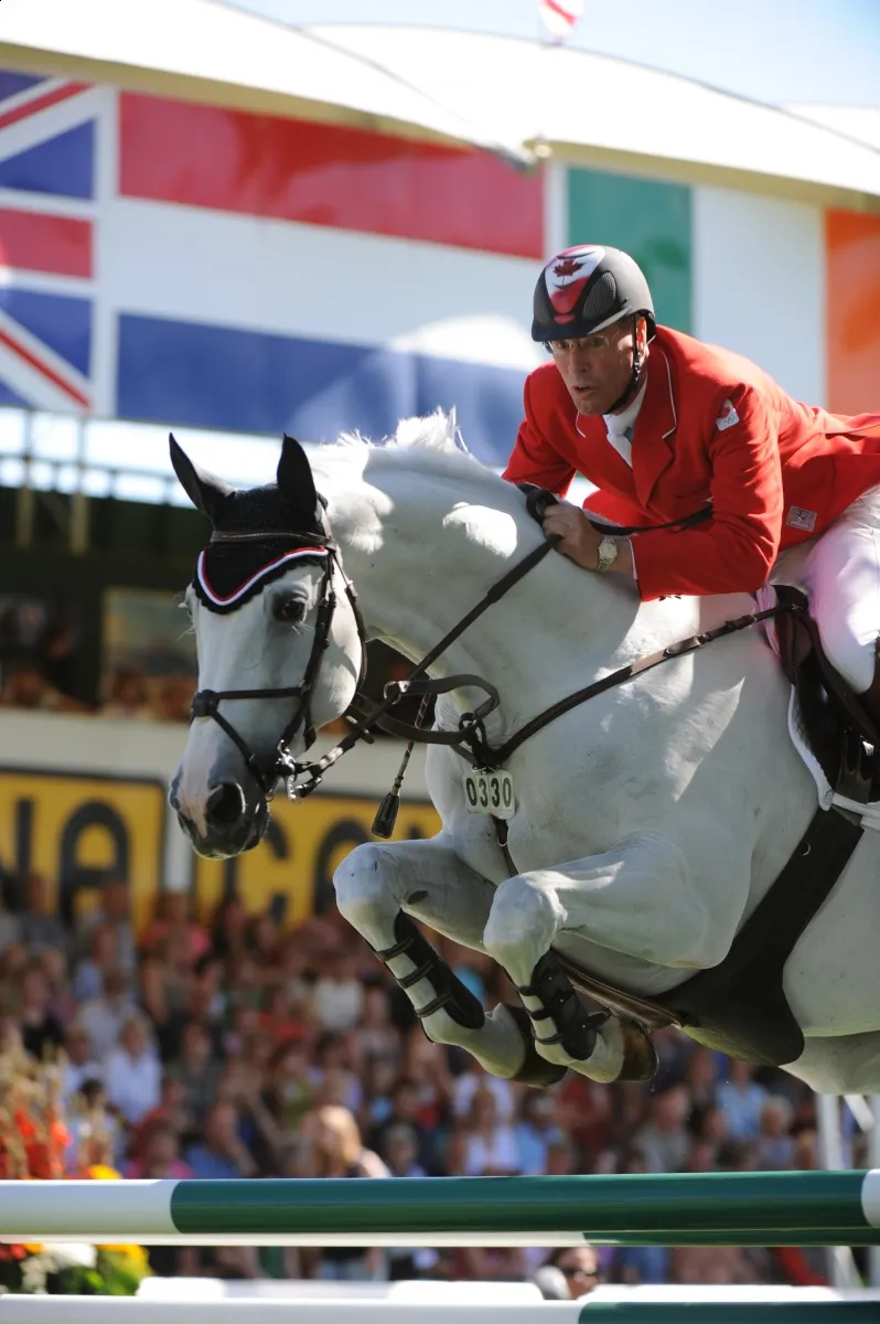 Ian Millar during an interview, showcasing his legendary status in equestrian sports