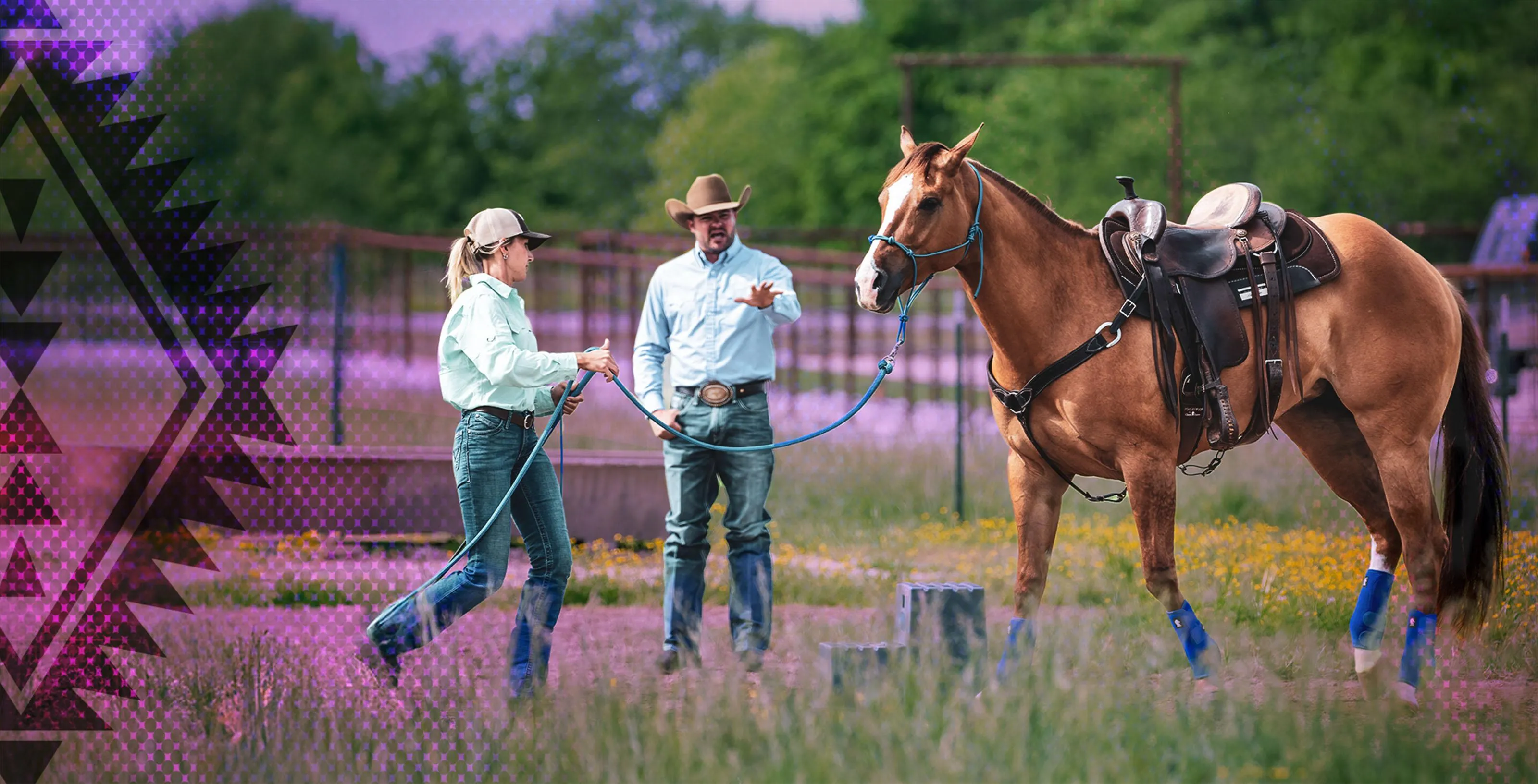 People attending a horsemanship clinic